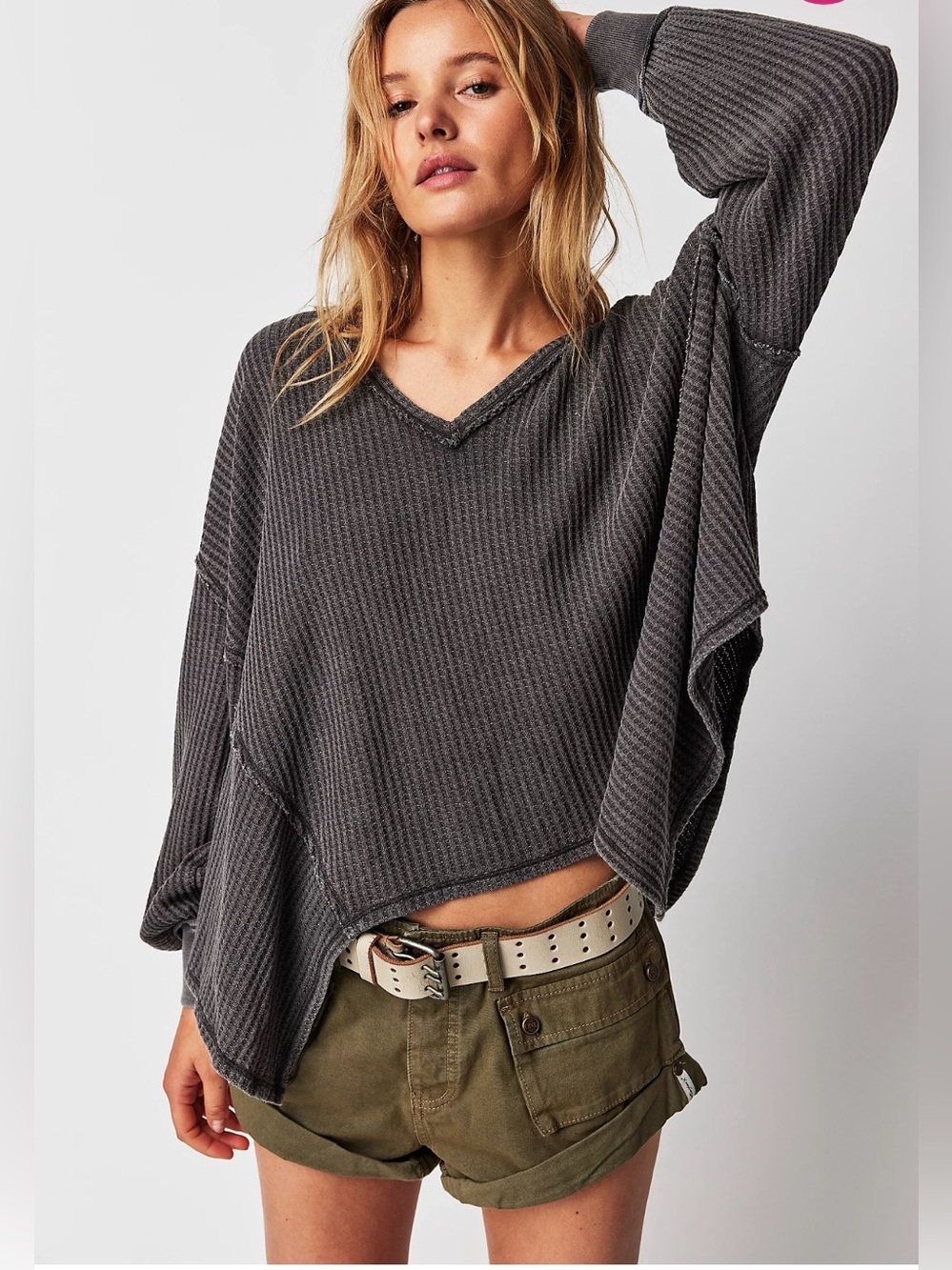 Free People Coraline Thermal oversized pullover sweater medium